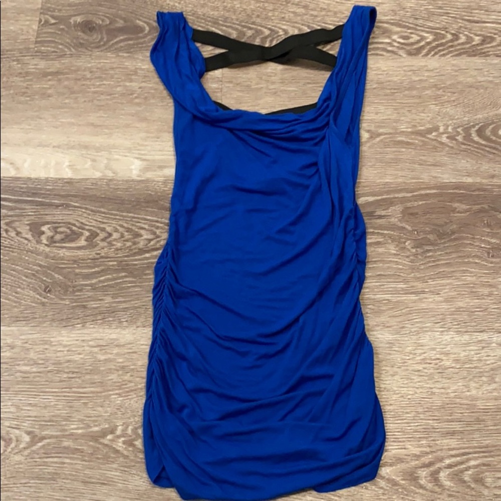 Bebe Blue Soft ruched scoop neck top XS